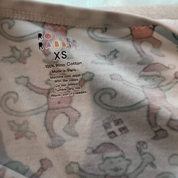 Roller Rabbit Womens Christmas Monkey PJ's XS - Picture 4 of 4